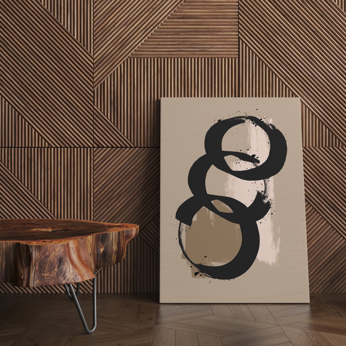 Black Abstract Circles Composition Canvas Print