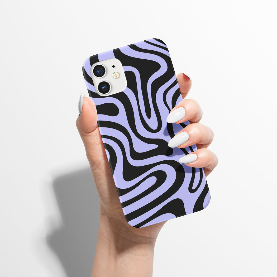 Retro Liquid Swirl Abstract in Purple iPhone Case