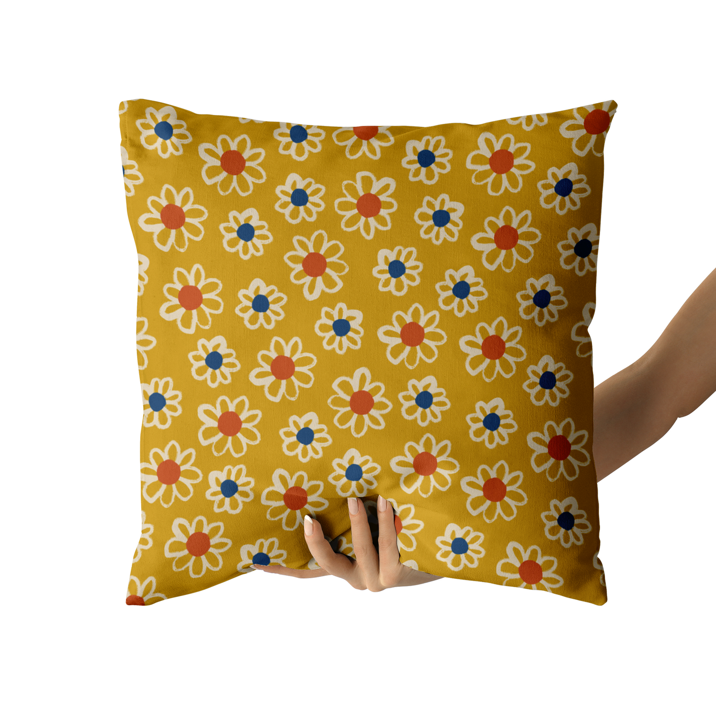 Home Decor Throw Pillow with Retro Flowers