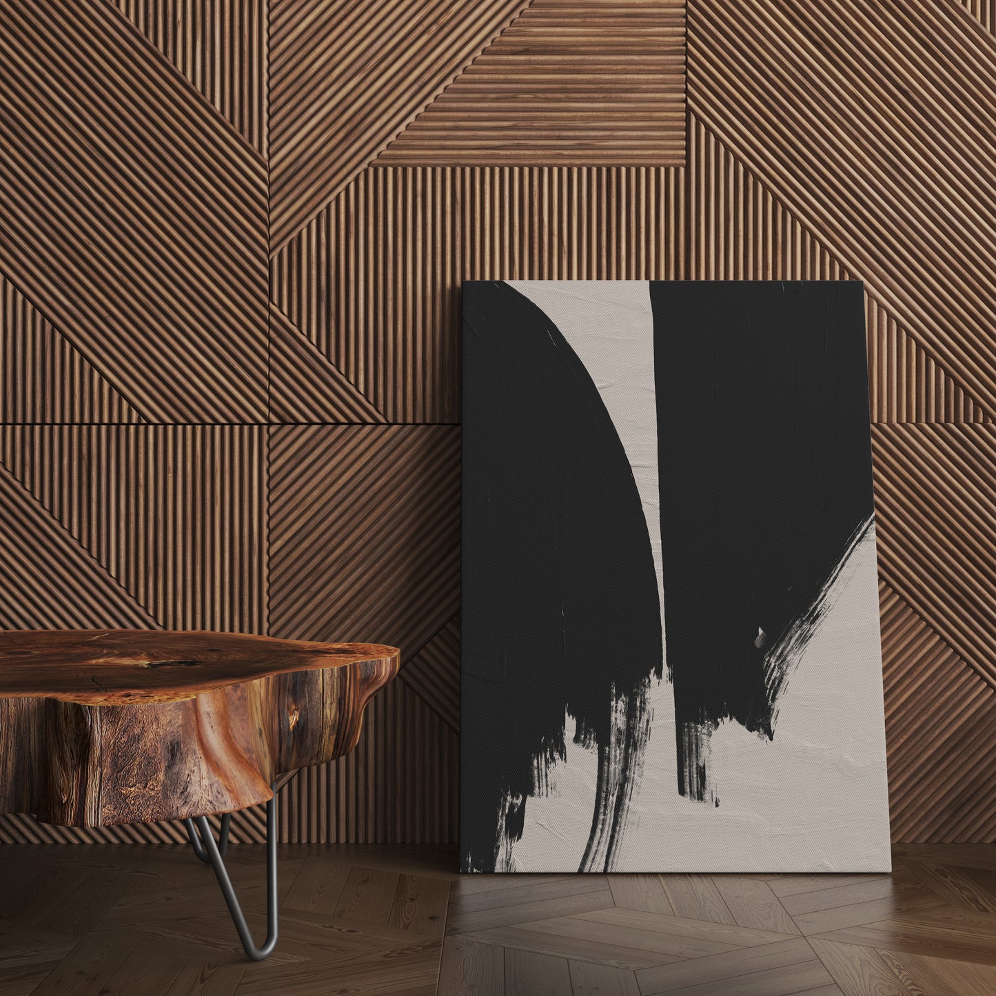 Black Modern Brushstroke Canvas Print