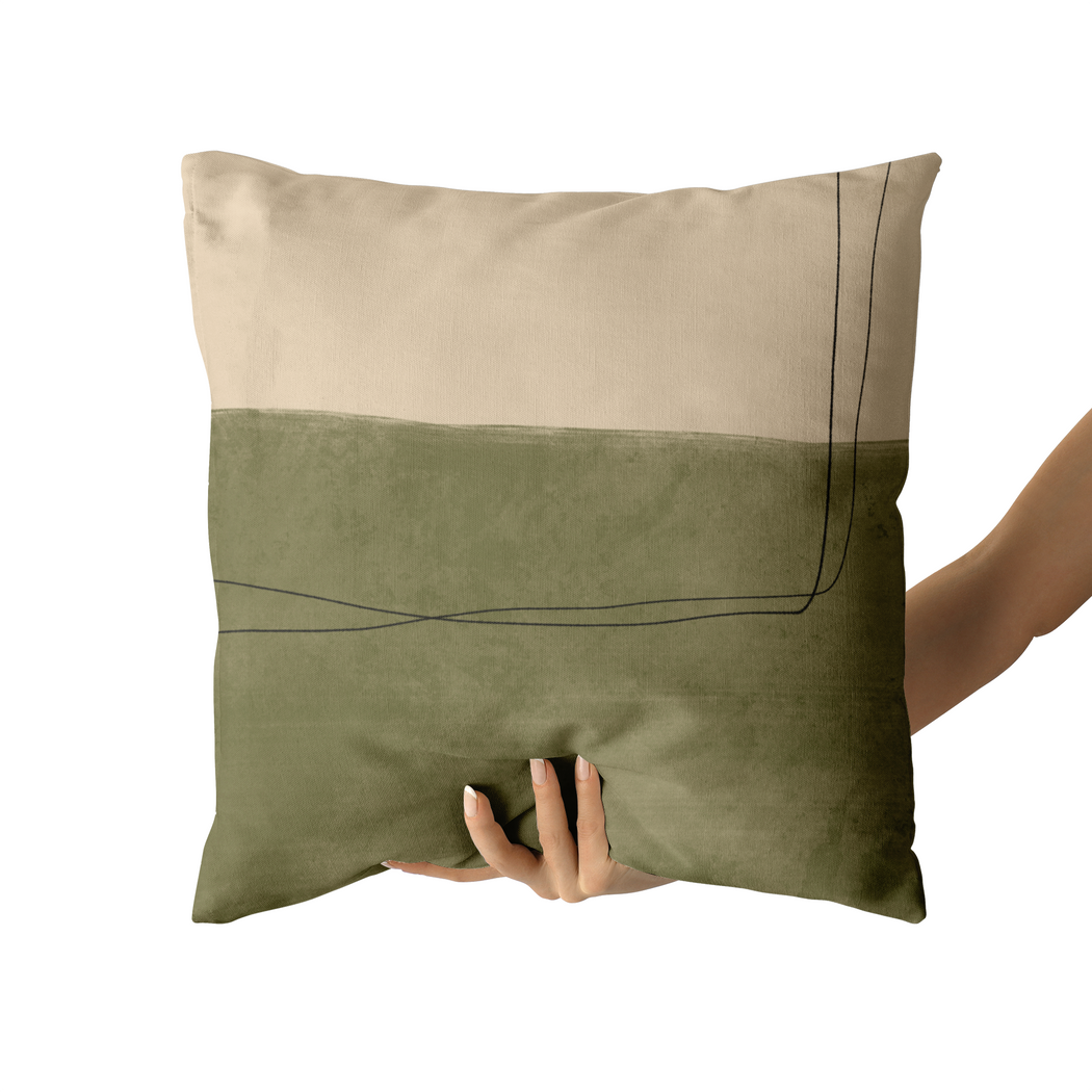 Japandi Style Green Minimalist Throw Pillow