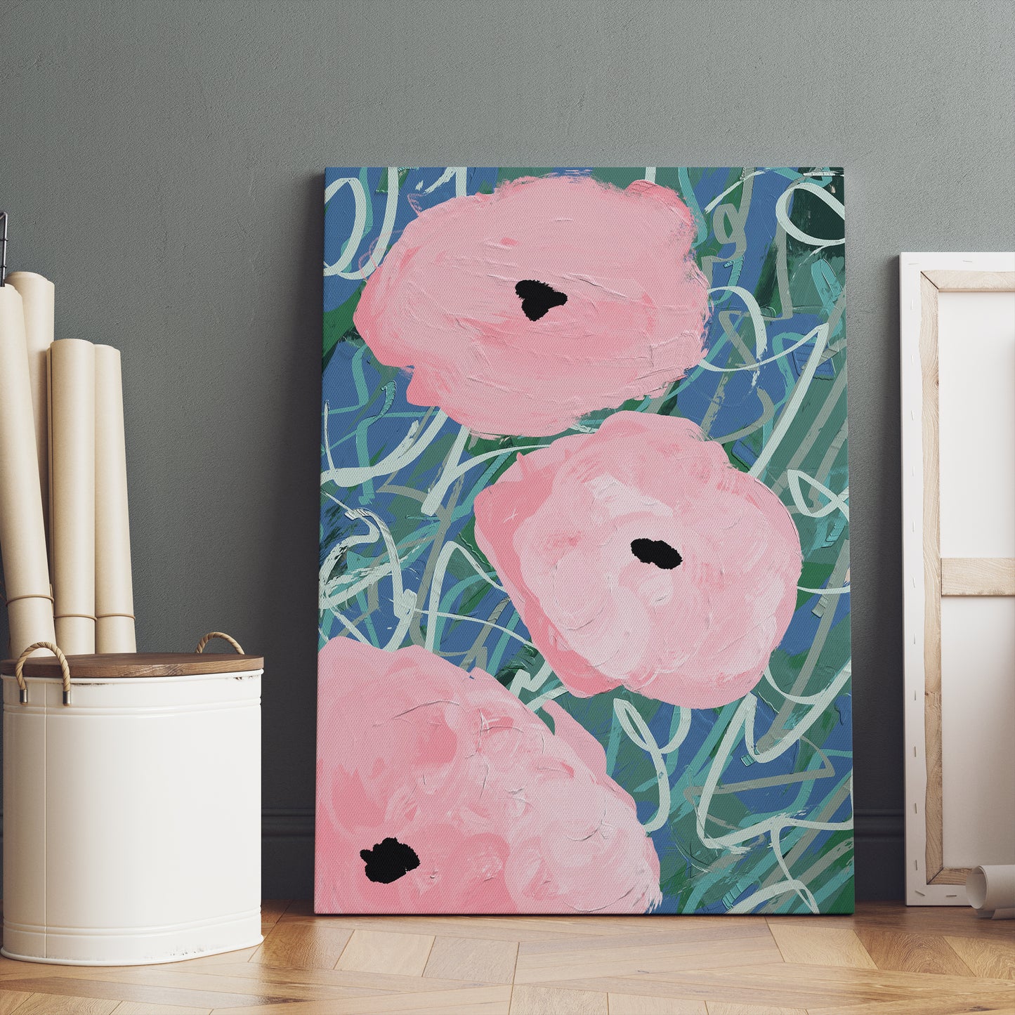 Pink Flowers Painting Canvas Print