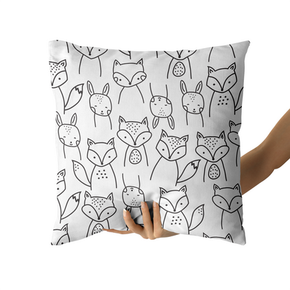 Cute Little Foxes White Throw Pillow