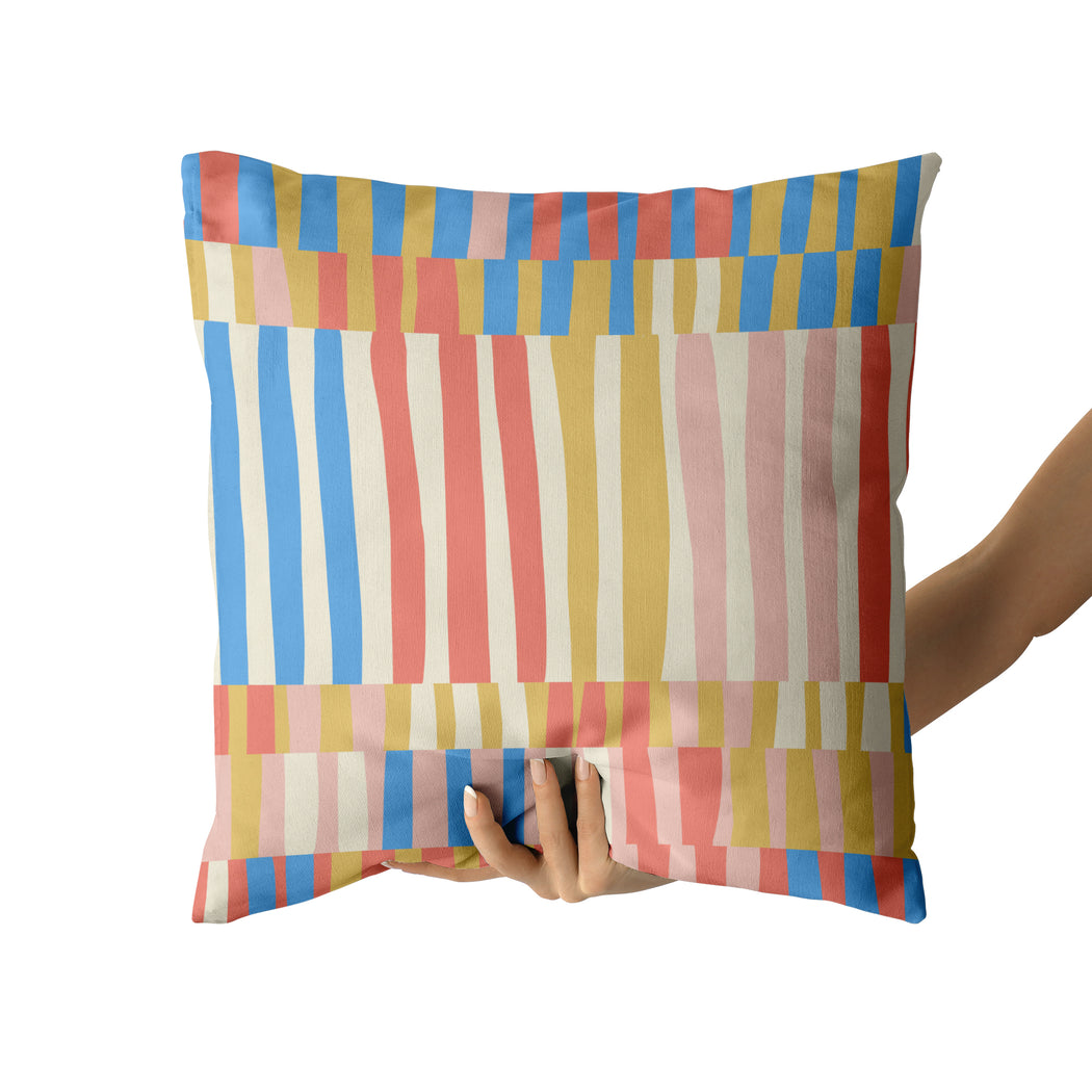Retro Pastel Striped Art Throw Pillow