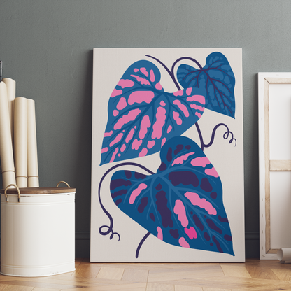 House Plant, Blue Flowers Canvas Print