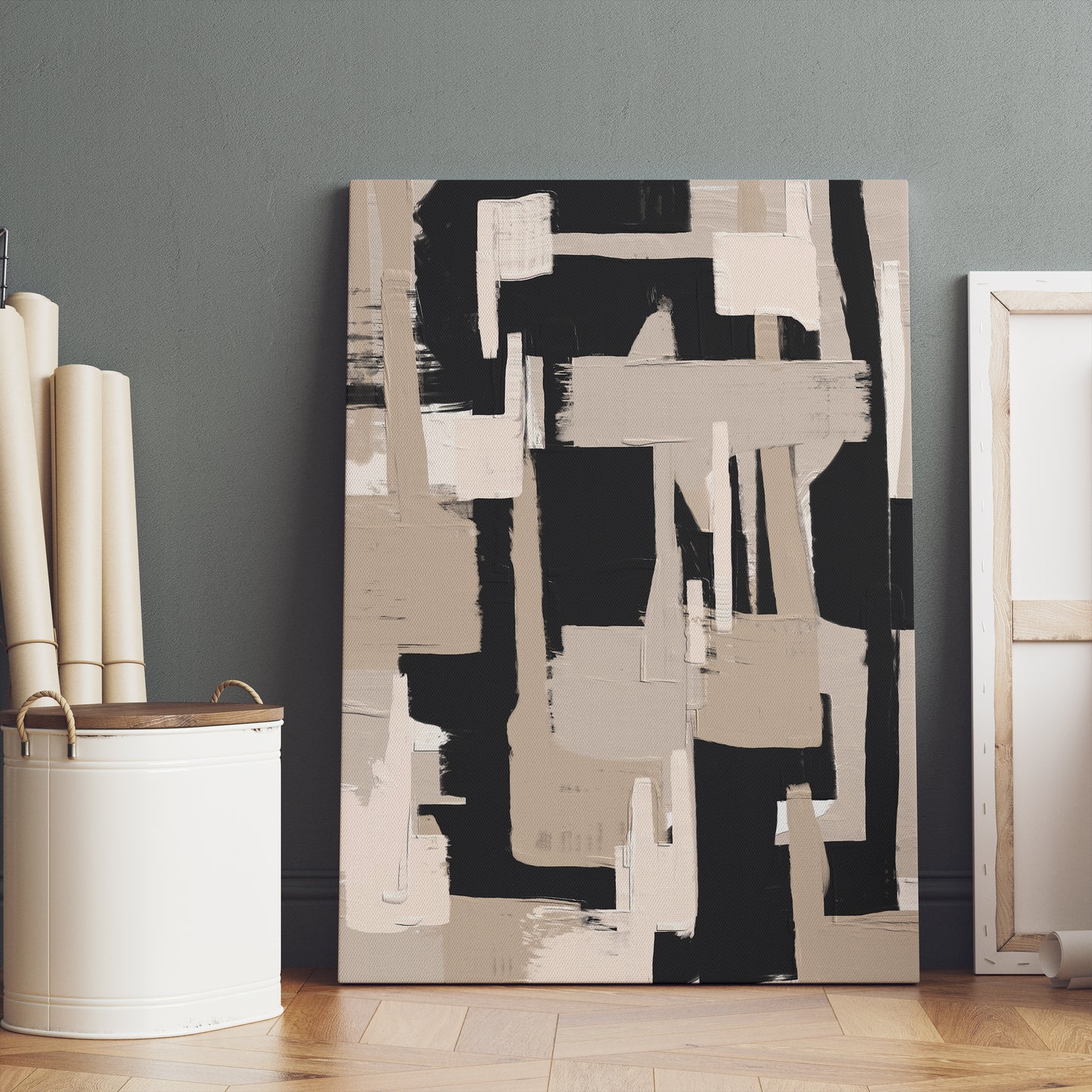 Black&Beige Modern Abstract Canvas Painting