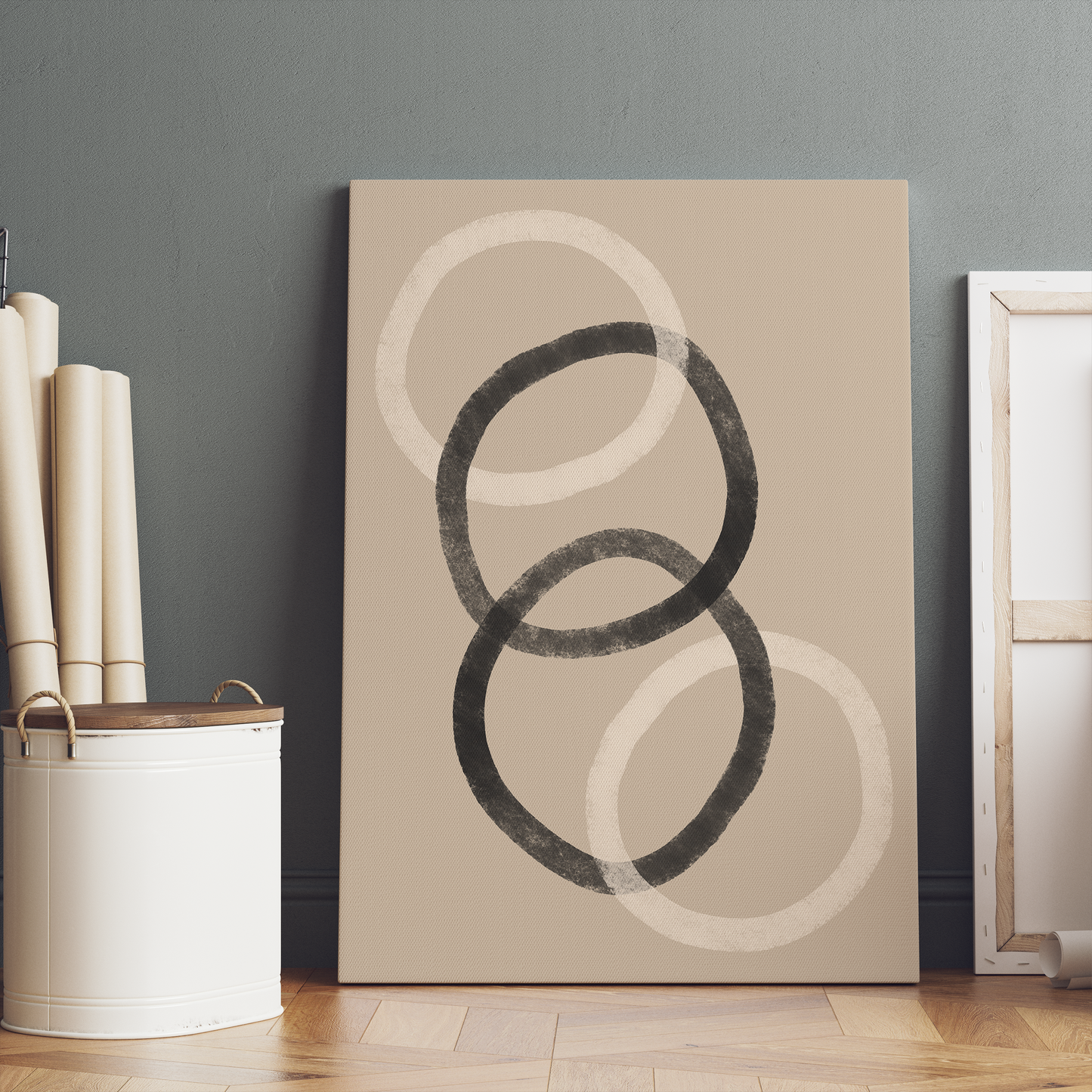 Painted Geometric Minimalism Beige Canvas Print