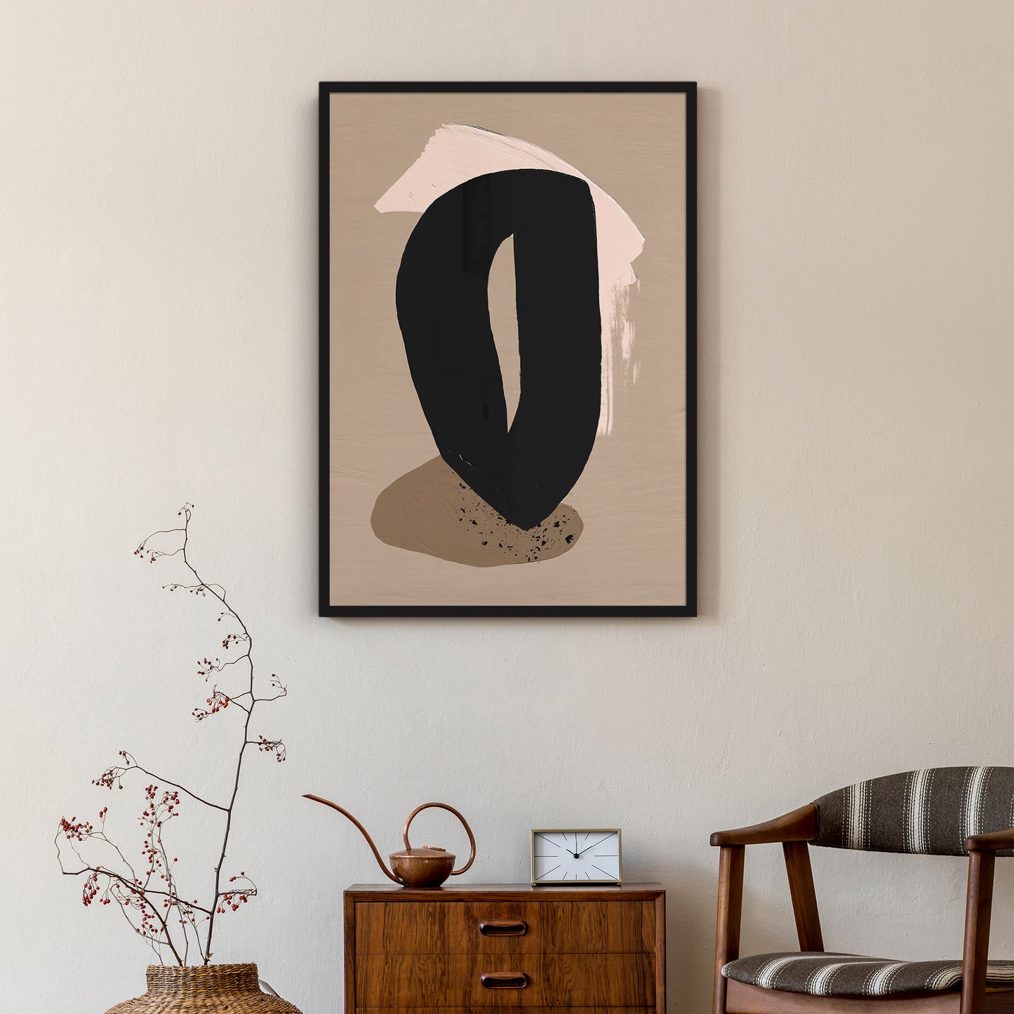 Abstract Black and Beige Composition Poster