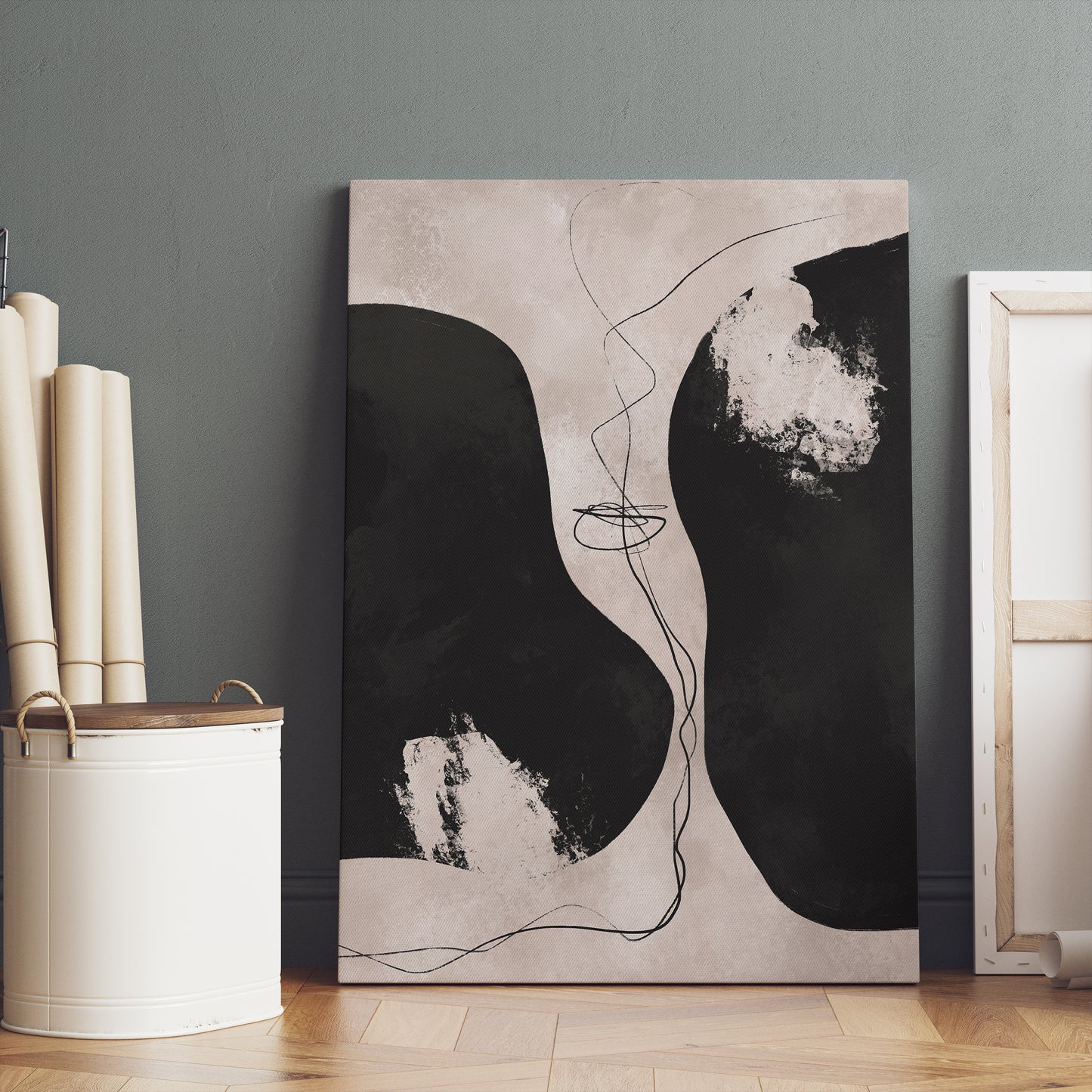 Black Modern Shapes&Lines Canvas Print