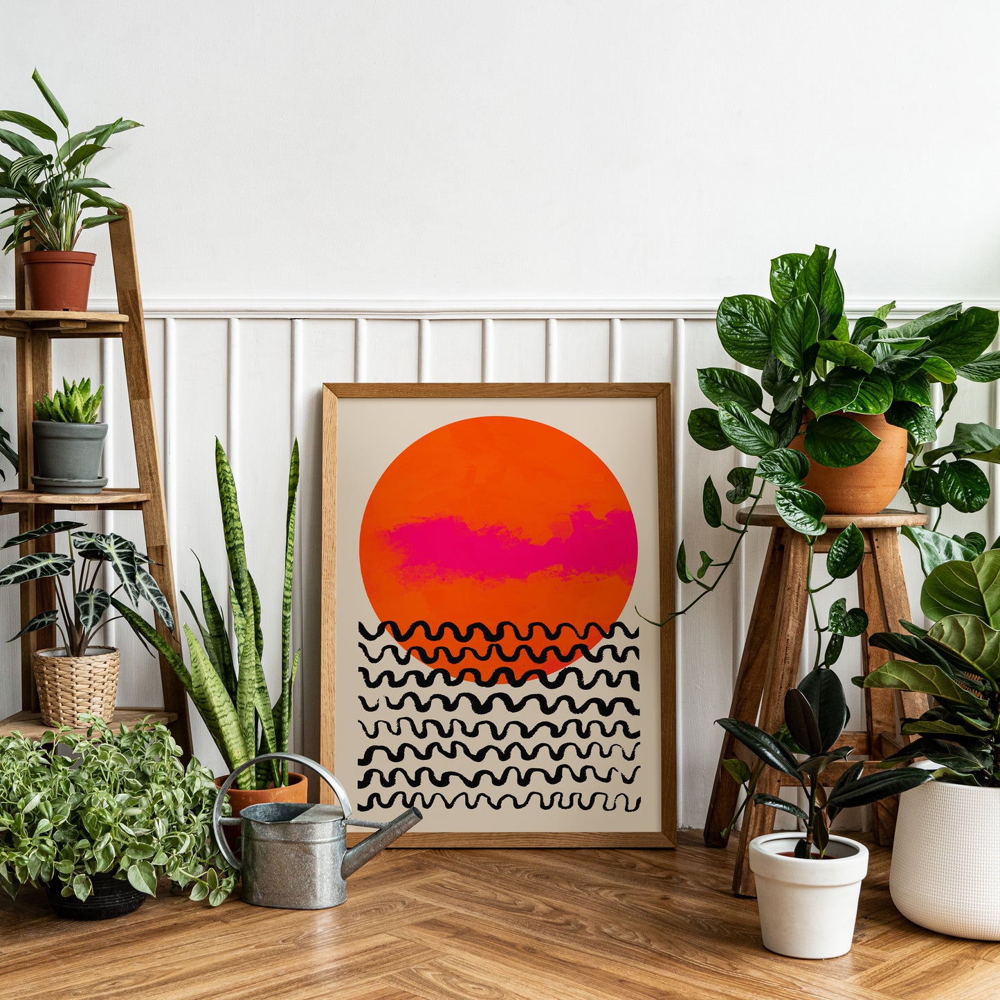 Mid Century Modern Pink Sun Poster