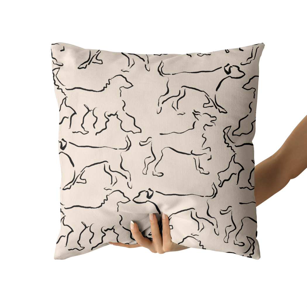 Dog Lovers, Dog Pattern, Dog Line Art Throw Pillow