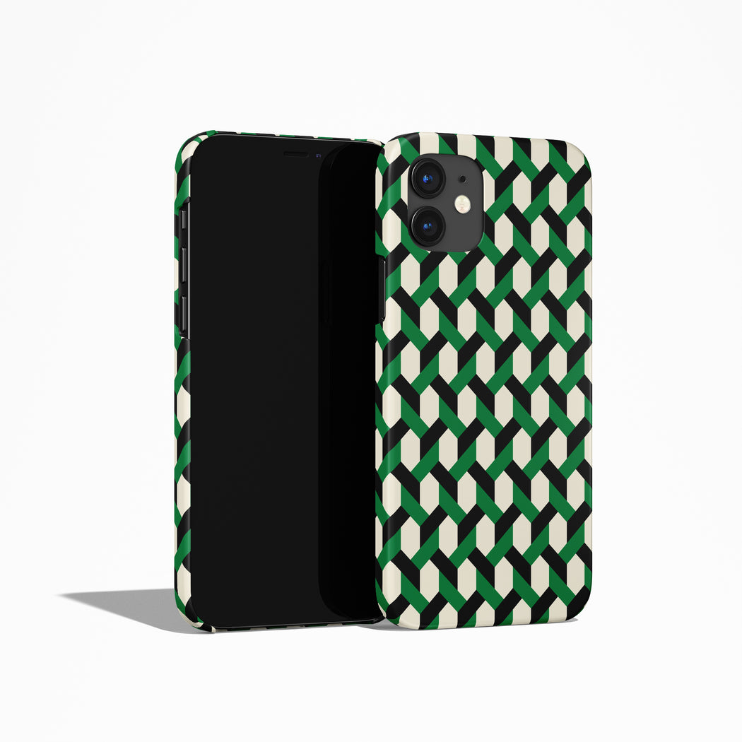 Retro Bauhaus Green Pattern iPhone Case