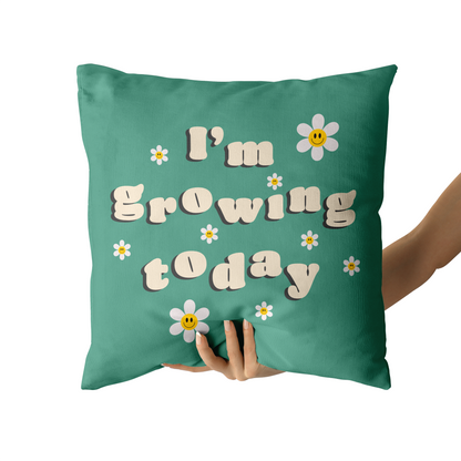 I'm Growing Today Green Retro Throw Pillow