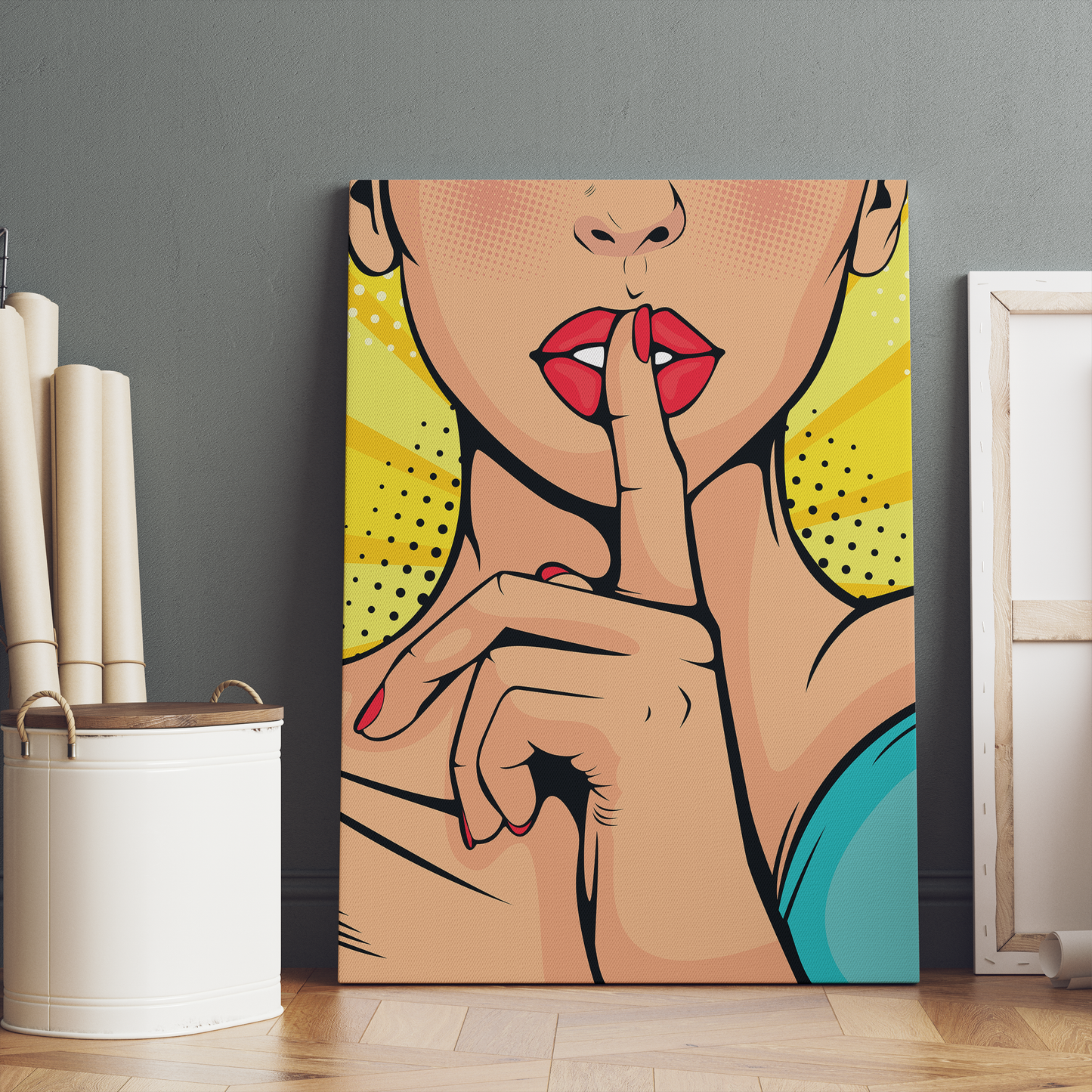 Shushh, Pop Art Woman Canvas Print