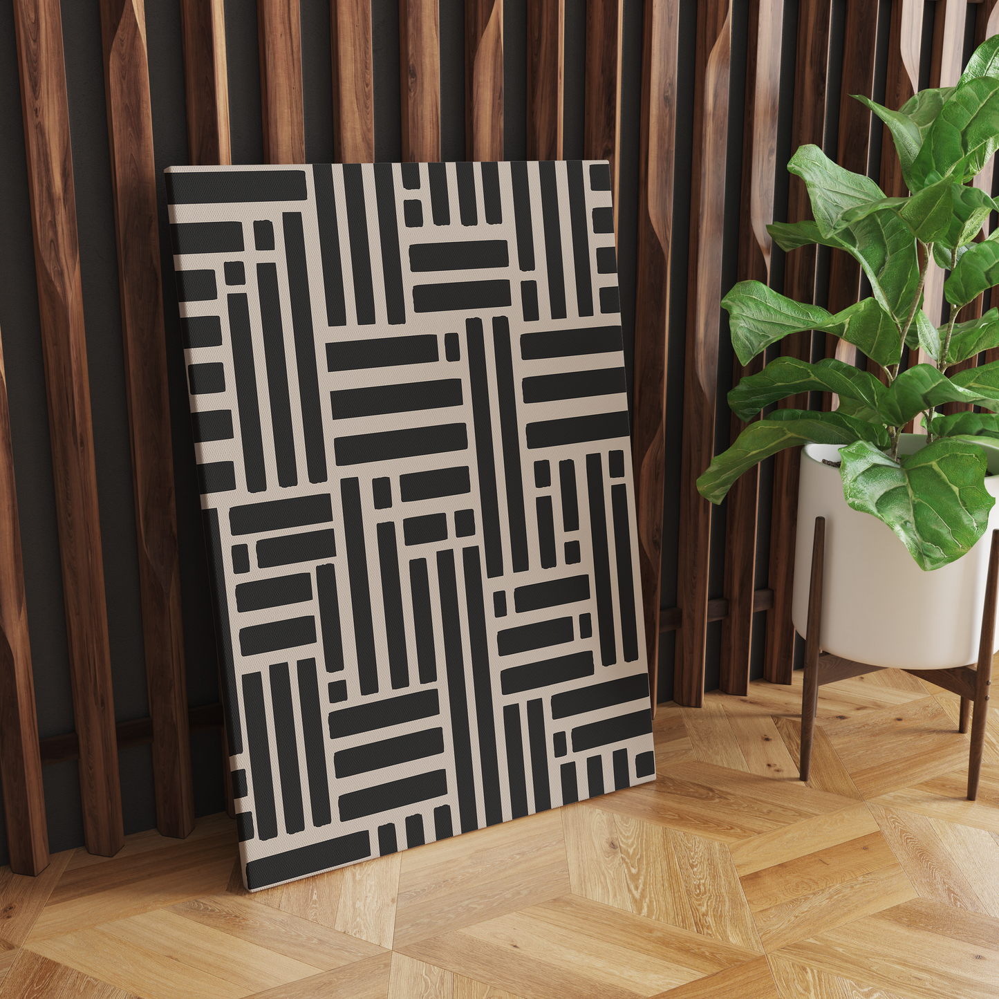 Black Geometric Modern Art Canvas Print