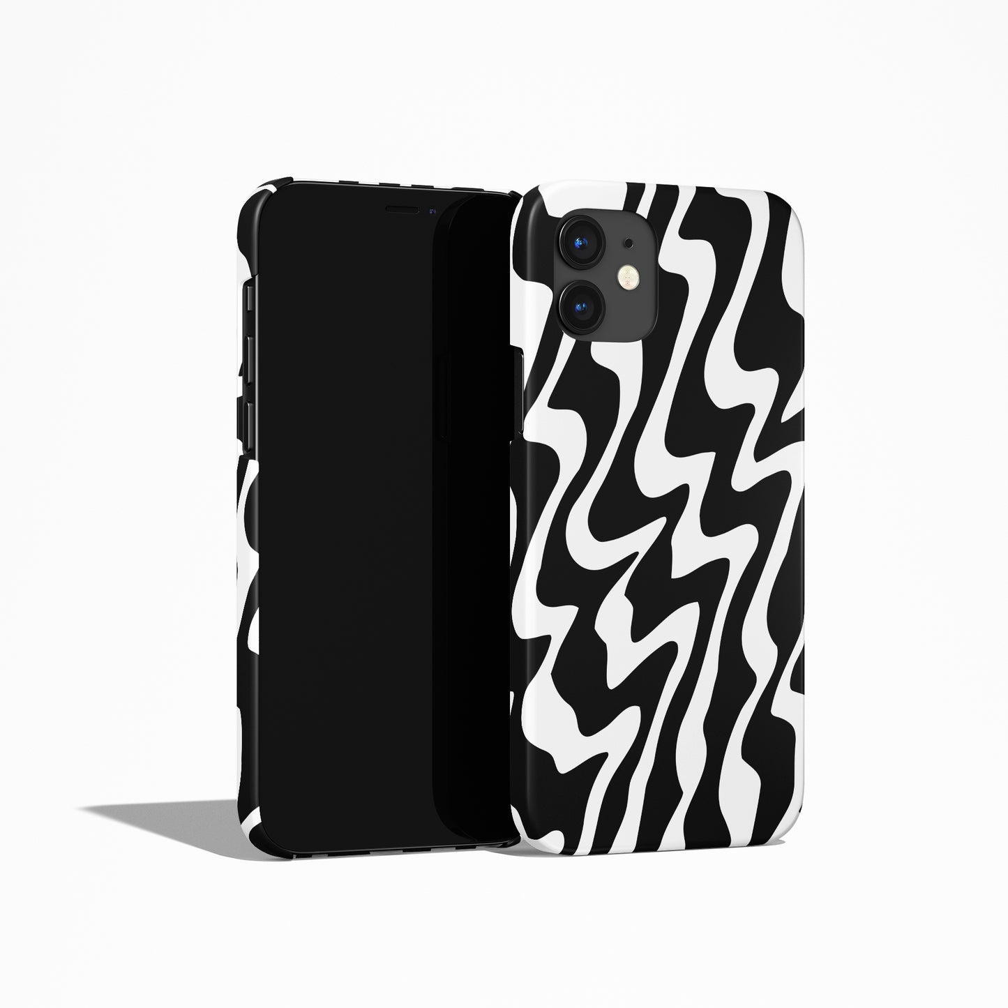 Retro Liquid Swirl Abstract in Black and White iPhone Case