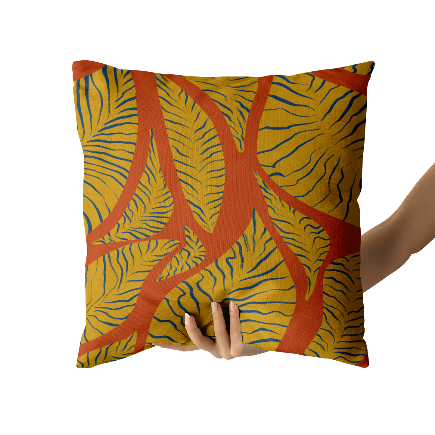 Tropical Colorful Leaf Pattern Throw Pillow