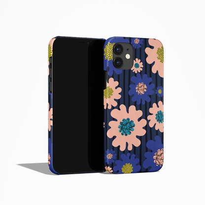 Dark Blue Floral Abstract Pattern iPhone Case