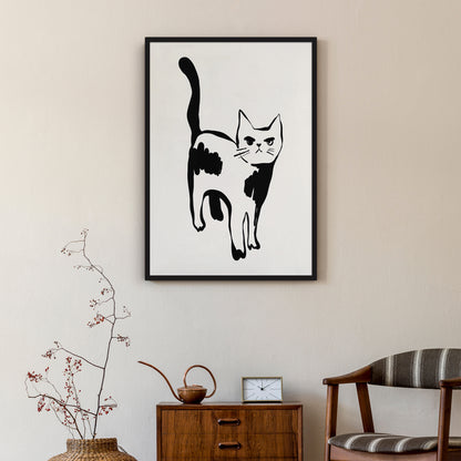 Set of 2 Funny Handdrawn Cats Animal Posters