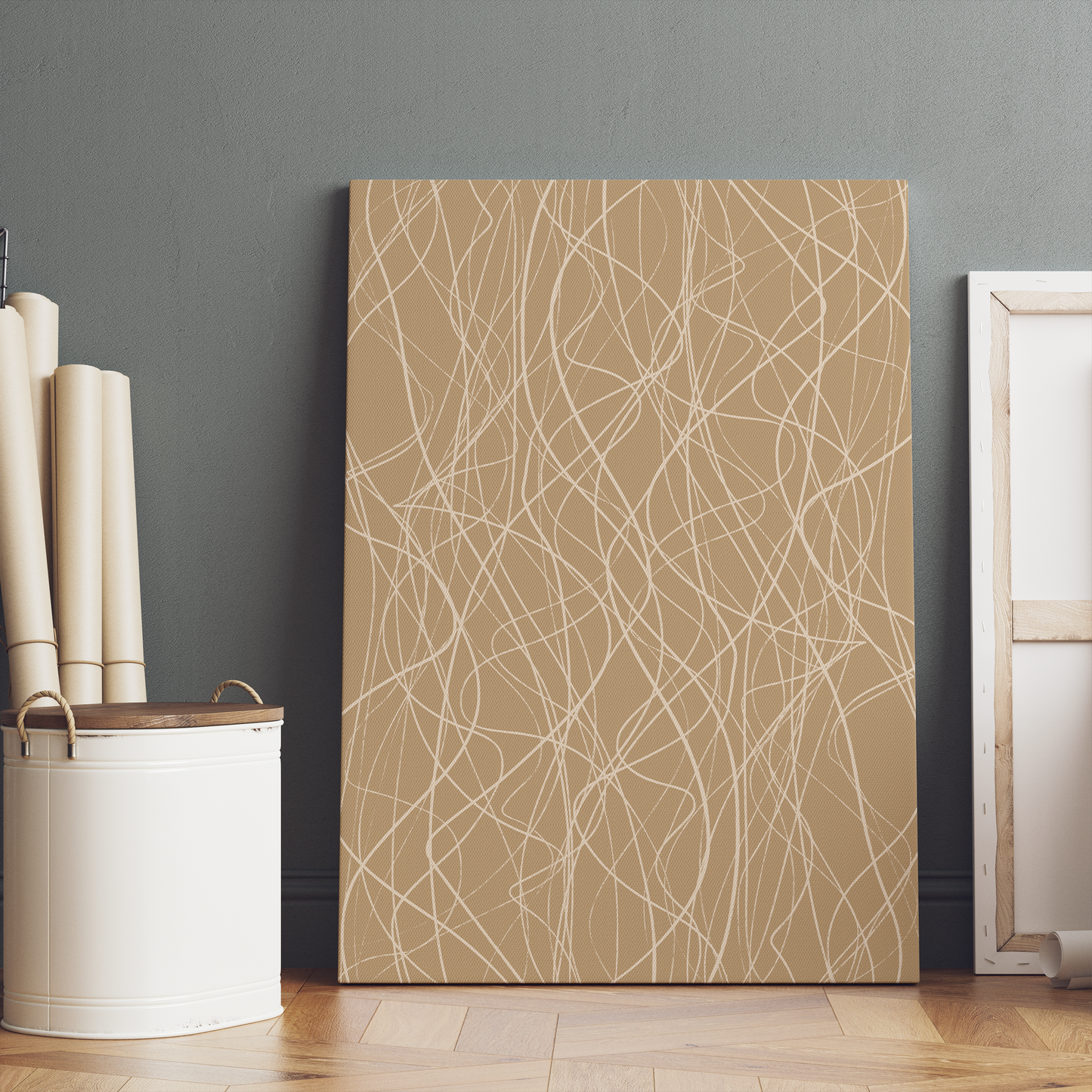 Beige Line Art Modern Canvas Print