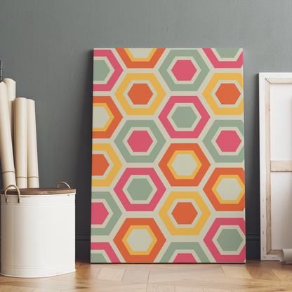 Retro Colorful Pattern 60s Canvas Print