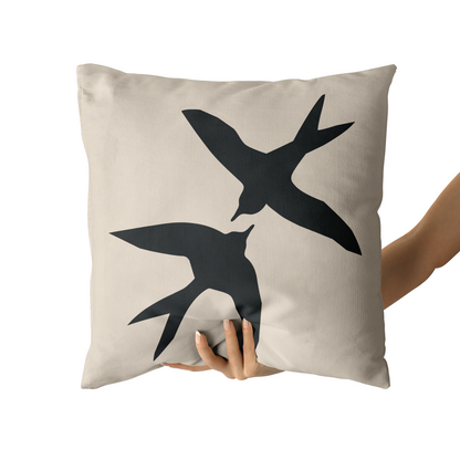 Two Black Birds Modern Throw Pillow