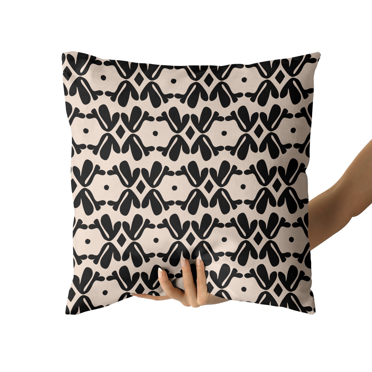 Black and Beige Retro Pattern Throw Pillow