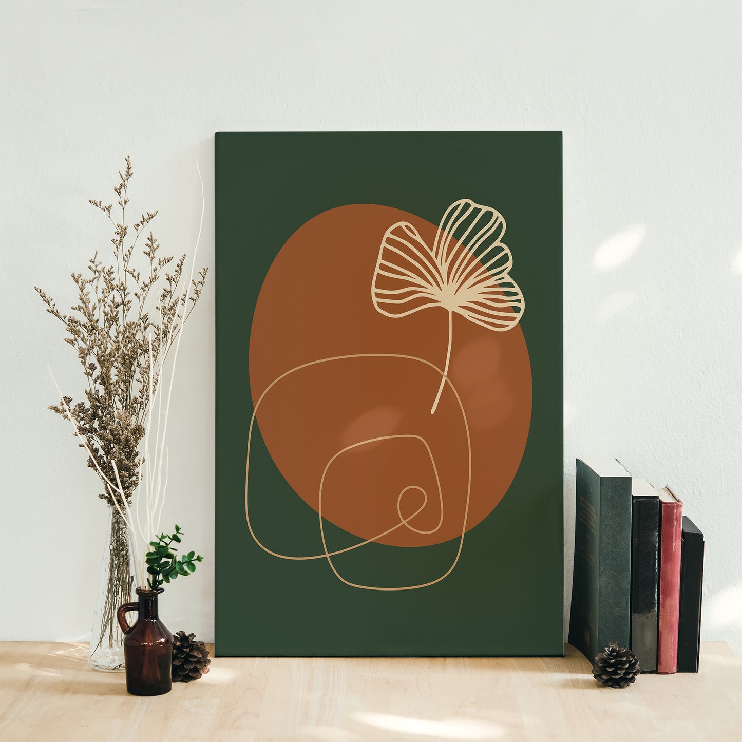 Green Botanical Line Art Canvas Print