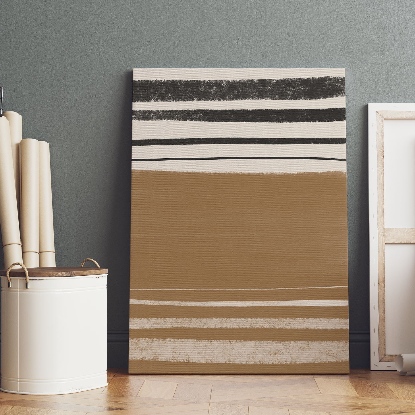 Minimalist Brown and Black Wall Art Canvas Print