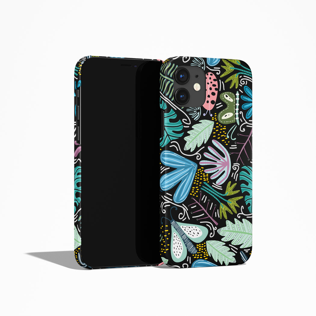 Black Colorful Floral iPhone Case