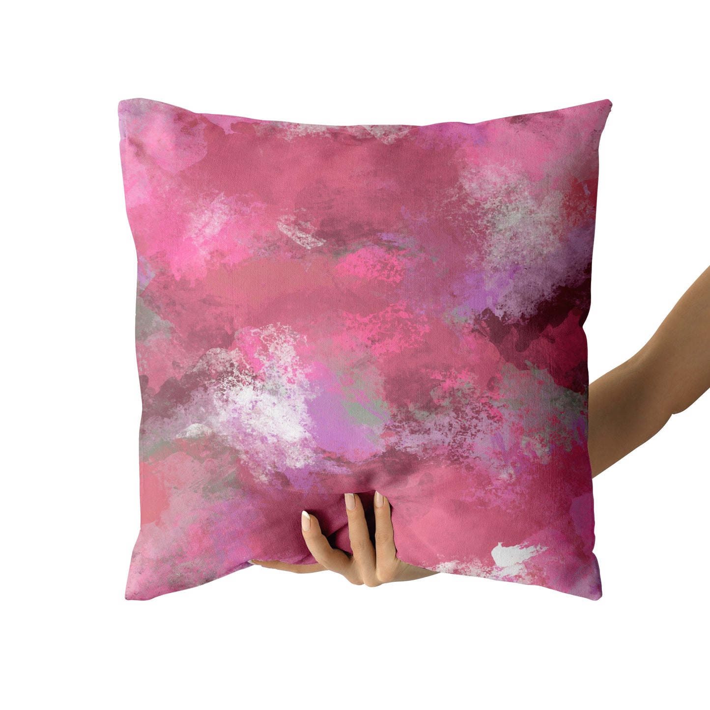 Pink Painted Abstract Modern Throw Pillow