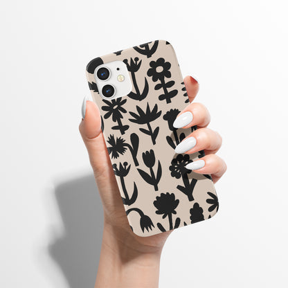 Black Floral Beige iPhone Case