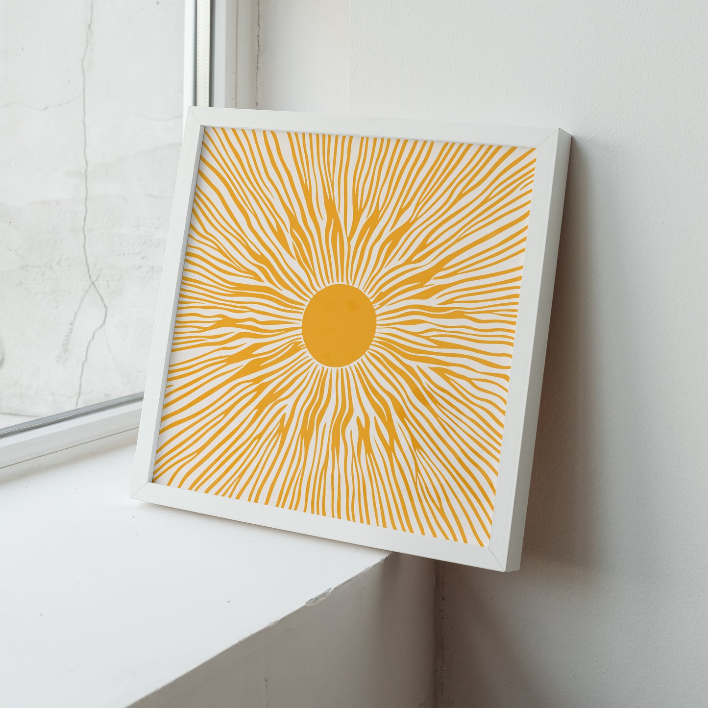 Yellow Mid Century Modern Sun Print