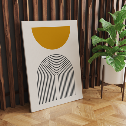 Mid Century Modern Yellow Sun Canvas Print