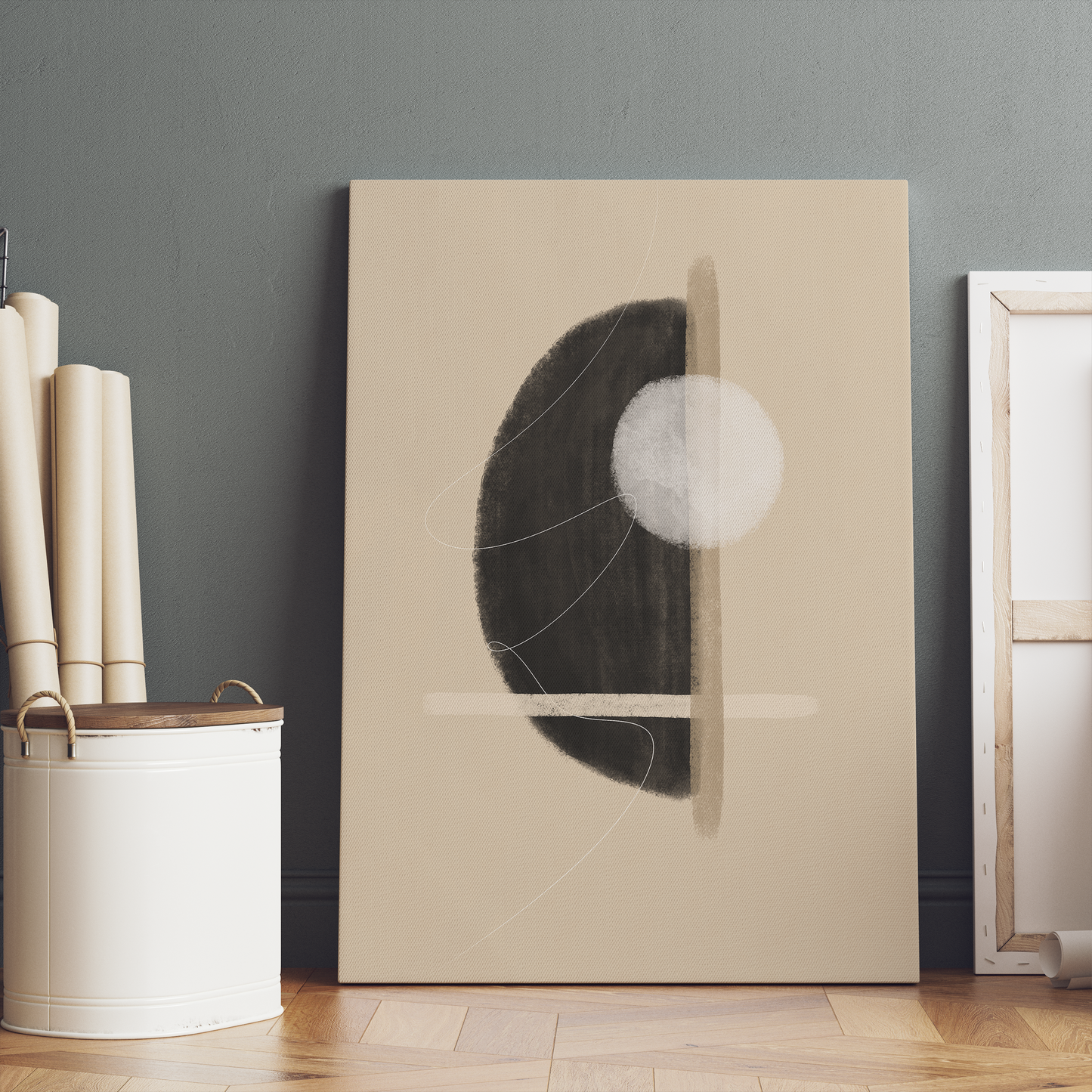 Modern Beige Geometric Minimalist Canvas Print