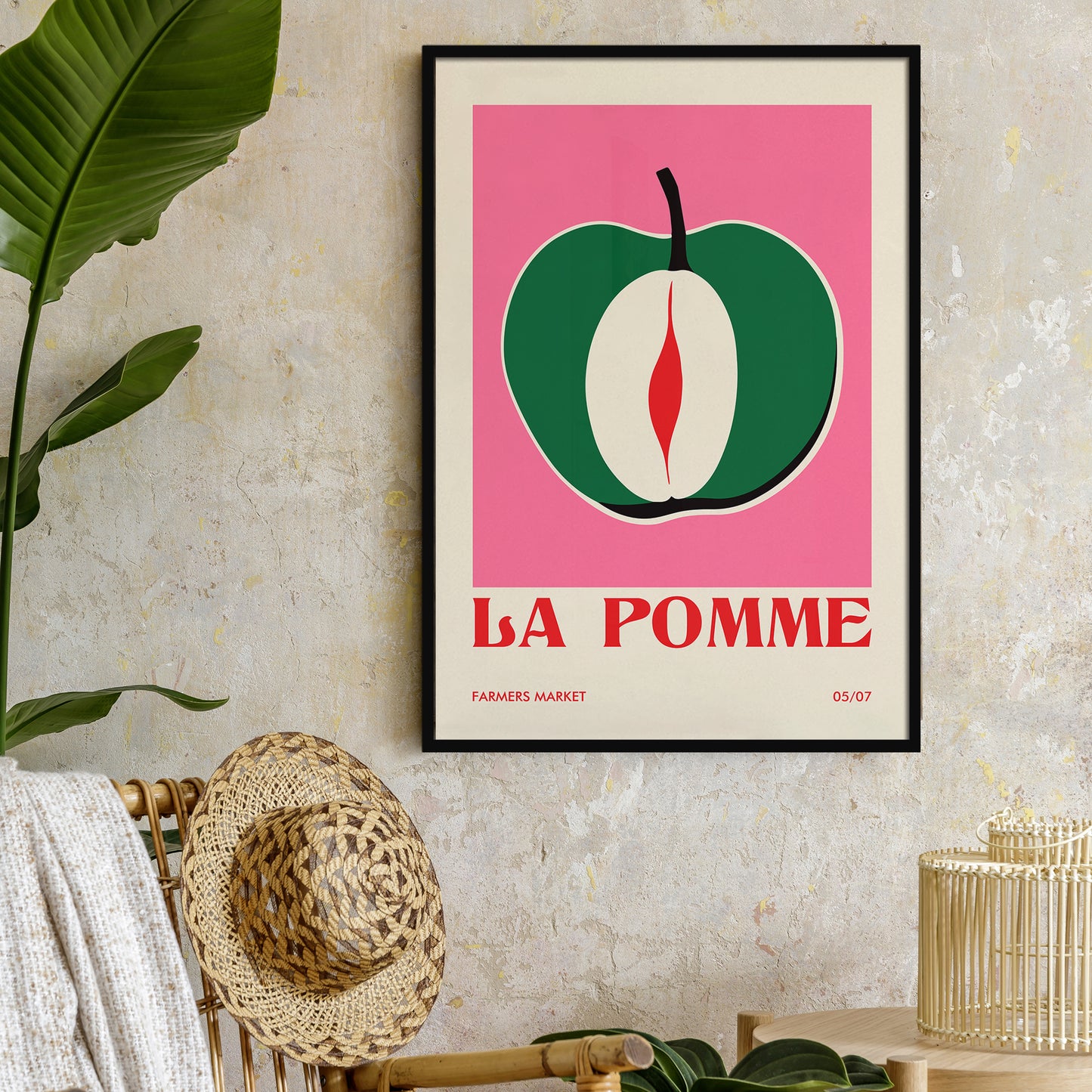 La Pomme, an Apple Pink Poster