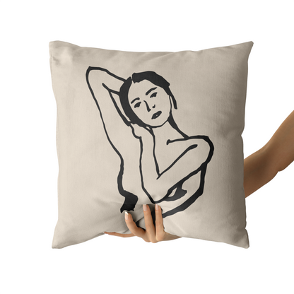 Line Art Woman Throw Pillow