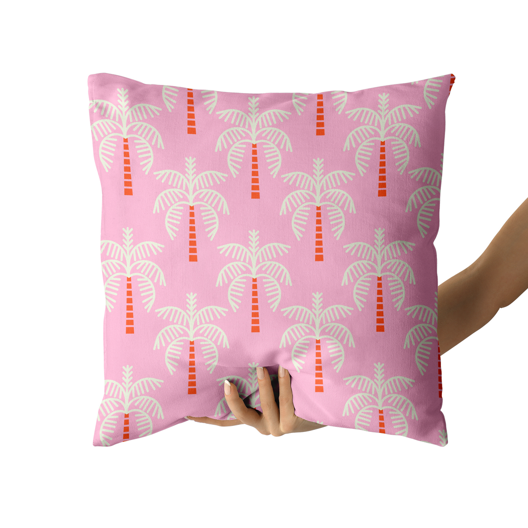 Pink California Palms Throw Pillow