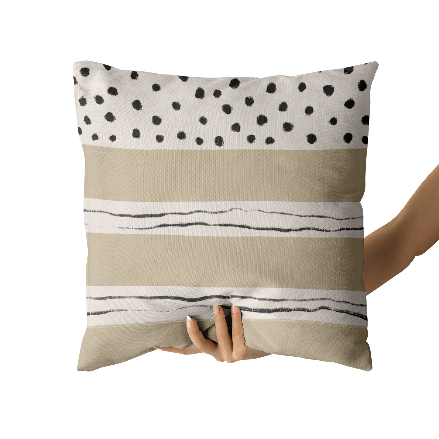 Beige Minimalist Japandi Home Decor Style Throw Pillow