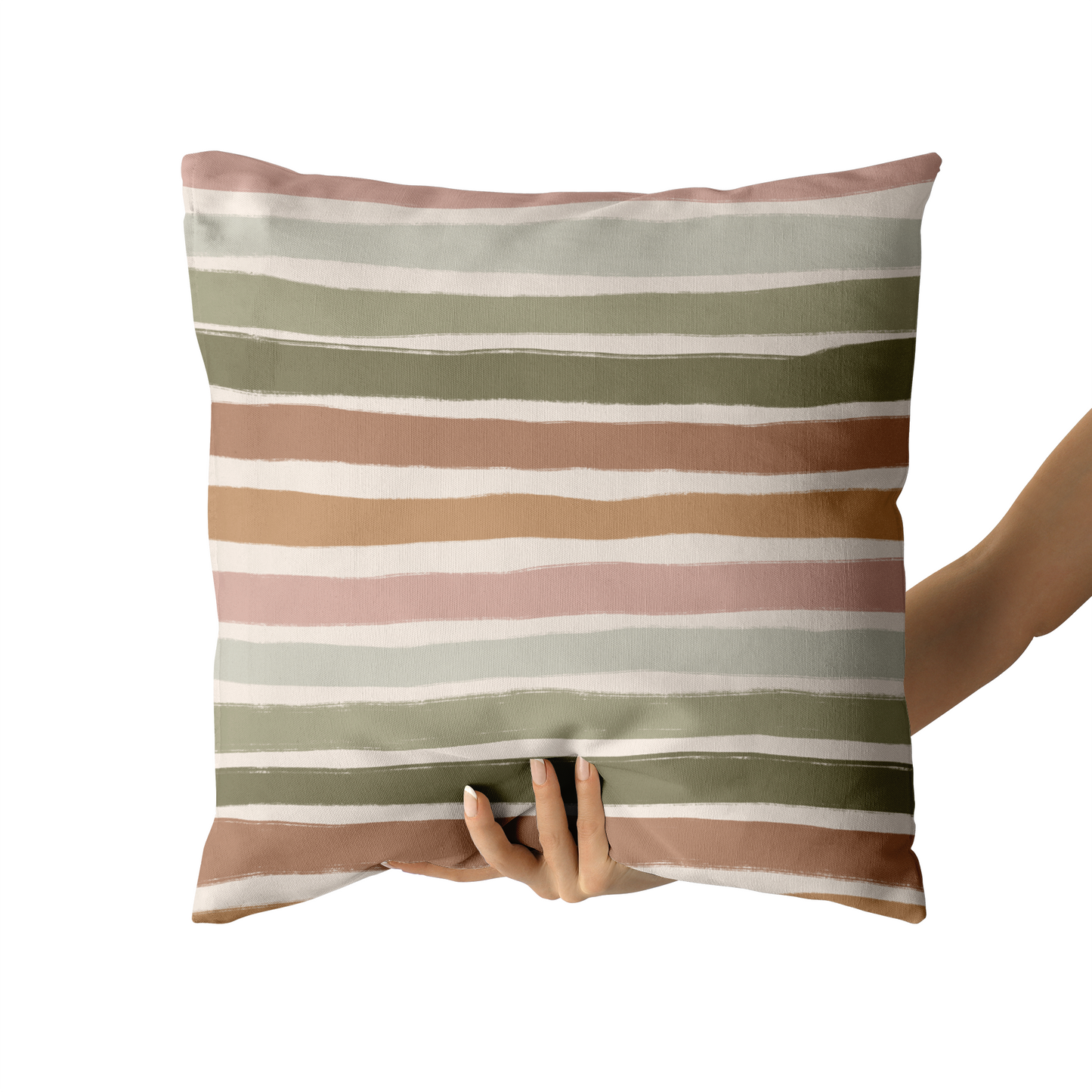 Boho Colorful Striped Pattern Throw Pillow