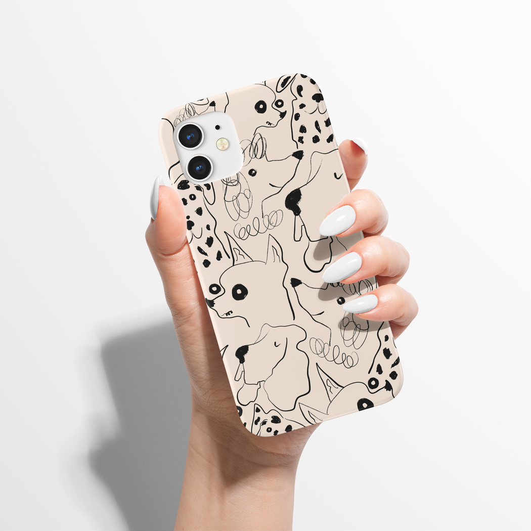 Dog Lovers Funny Dog Line Art Pattern iPhone Case