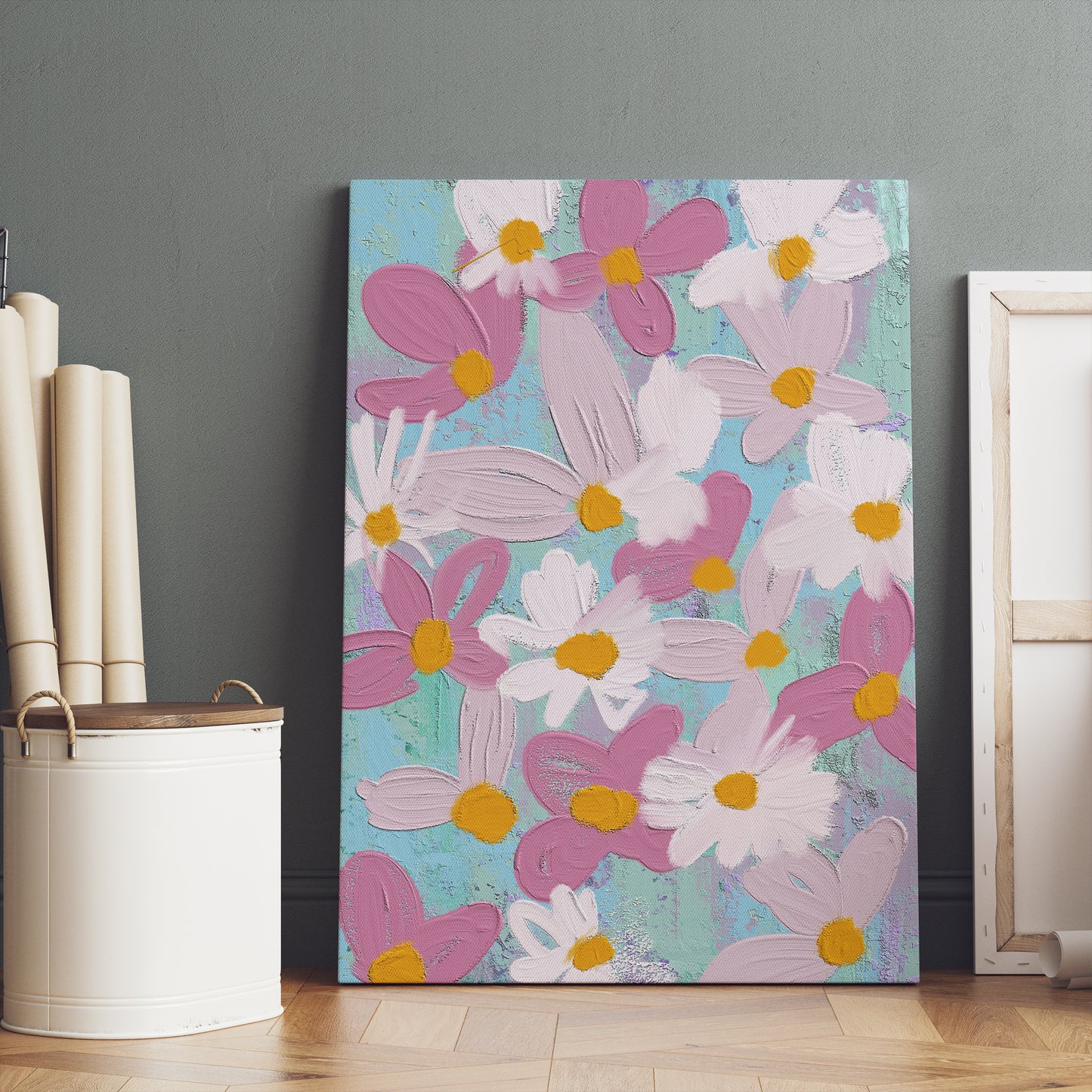 Pastel Feminine Floral Nursery Canvas Print