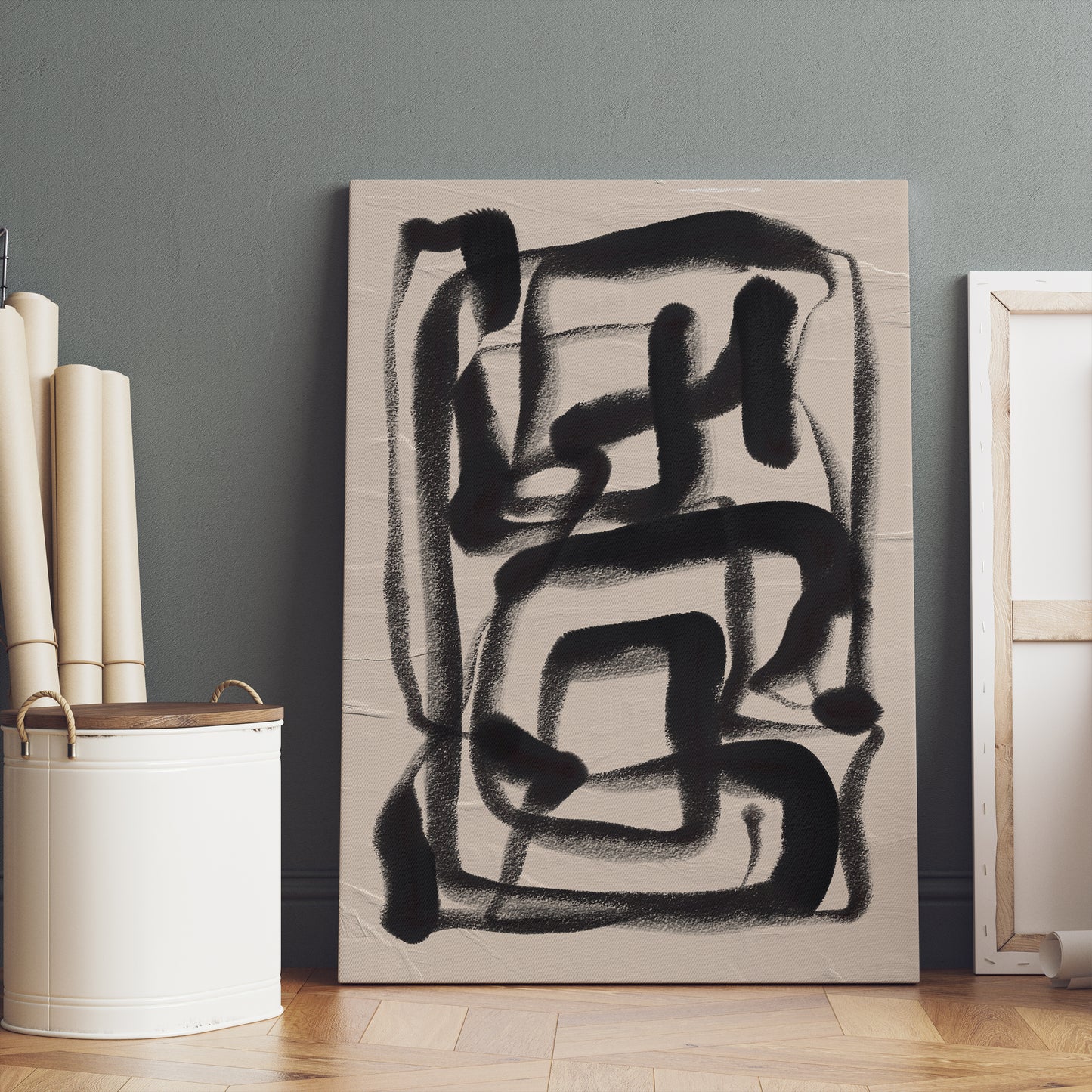 Black Modern Abstract Art Canvas Print