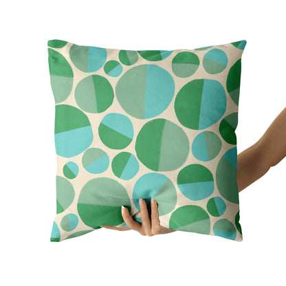 Retro Green and Blue 60s Pattern Throw Pillow