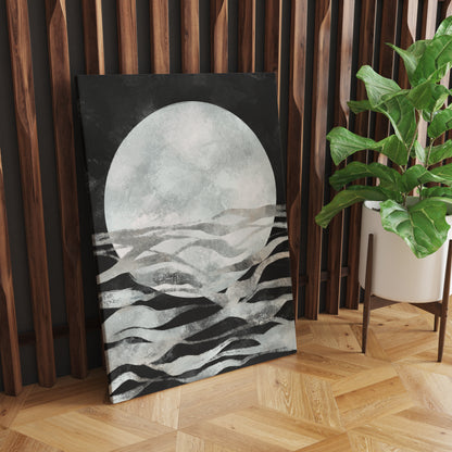 Scandinavian Painted Black Sun Canvas Print