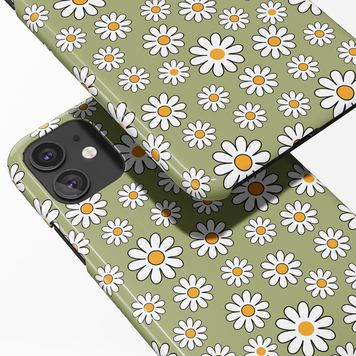 Green Vintage Daisies iPhone Case