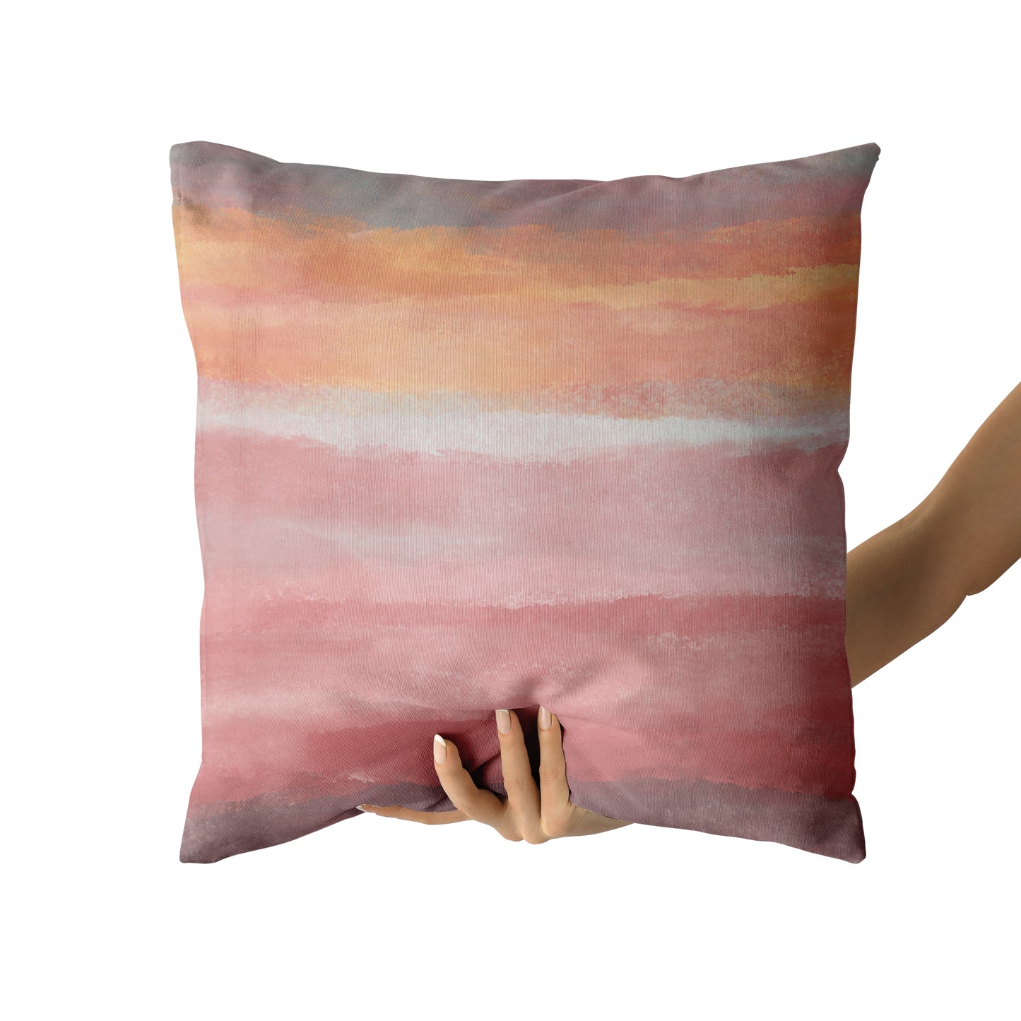 Tropical Winds Coral Pink Abstract Painting Art Throw Pillow
