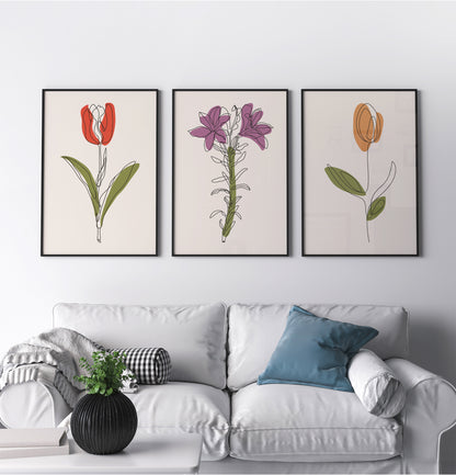 Set of 3 Scandi Floral Prints