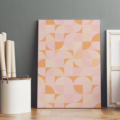 Pastel Pink Geometric Art Canvas Print