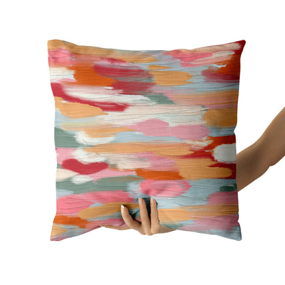 Colorful Decorative Throw Pillow with Acrylic Painting